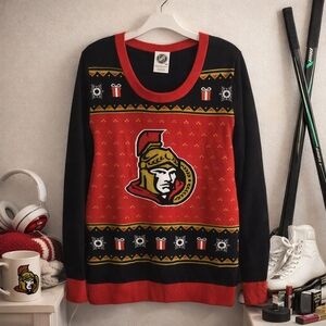 NHL Ottawa Senators Knit Sweater XL Women Holiday Ugly Christmas